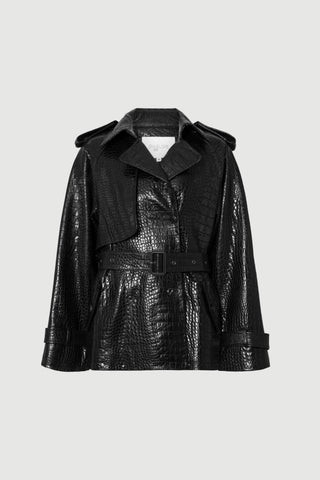 Envelope1976 Majorstuen trench short Jacket Black croc